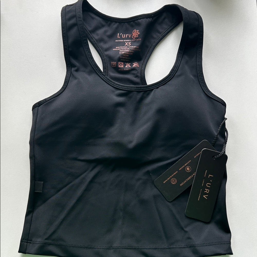 L’URV Luxury Midi Bra Top in Black NWT